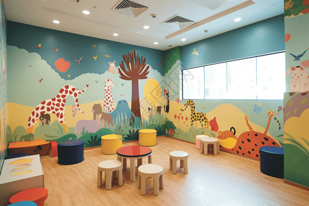 幼儿园壁画幼儿园教室背景