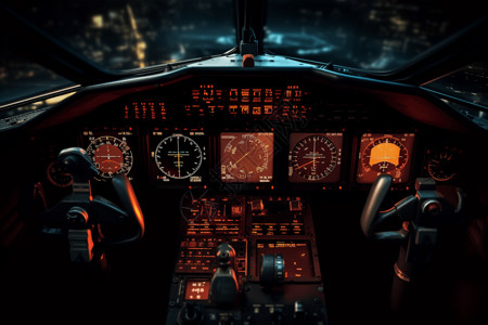 客机驾驶舱虚拟驾驶舱仪表盘插画