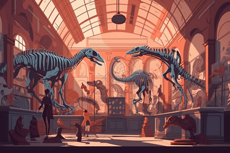 展厅里的恐龙化石图片
