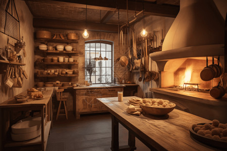 很多食材复古的厨房设计图片