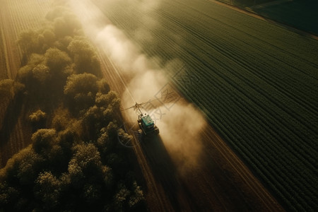 机器在农田中喷洒农药图片