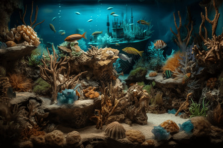 海底生活的各种生物水下高清图片素材