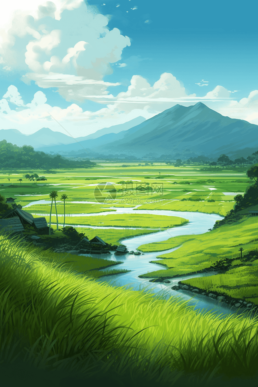 夏天的稻田图片