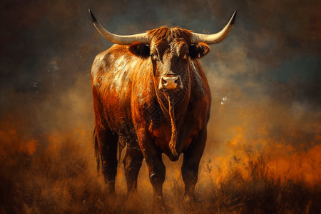 田野上的牛背景图片