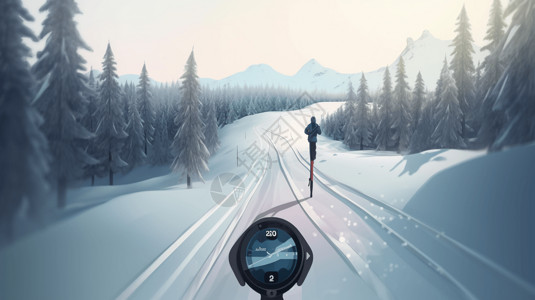 科技指南针户外滑雪的GPS设备插画