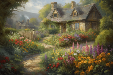 复古的花园小屋背景图片