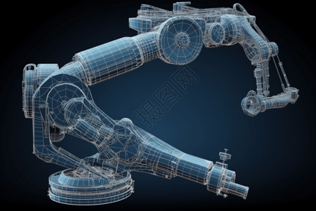 蓝图网格工业机械臂设计插画