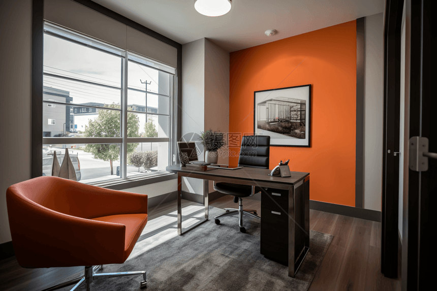 橙色系办公室图片