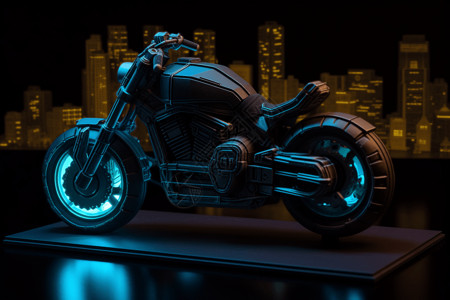 霓虹效果摩托车展示台背景图片