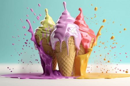 彩色冰饮美味的冰淇淋背景
