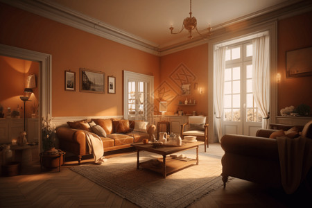 舒适的客厅沙发茶几背景图片