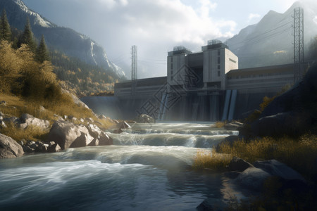 水力发电厂水能发电高清图片