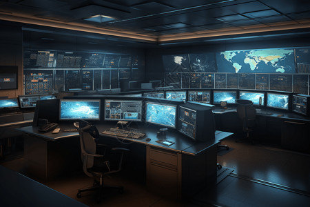 多屏幕指挥站控制中心高清图片素材