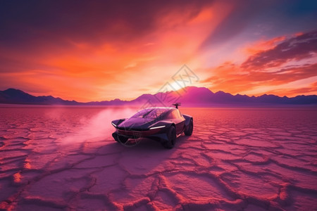 未来派汽车穿越沙漠设计图图片