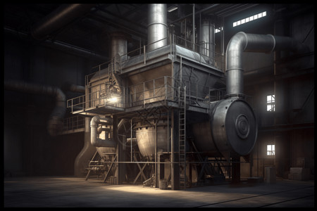 昏暗的工厂工业高清图片素材