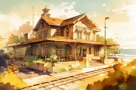 沿海城镇的火车站图片