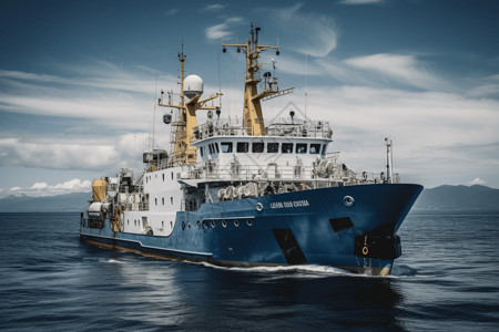 活动素材蓝底海洋探索收集信息船只背景