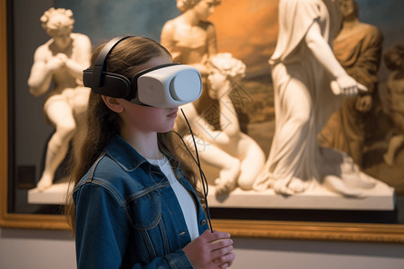 VR博物馆使用VR欣赏画作背景