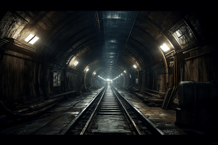 地铁光阴暗的地铁隧道插画