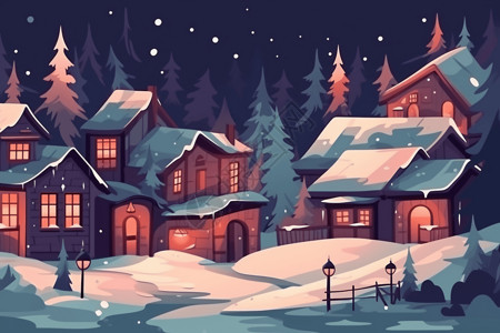 冬季的村庄背景图片