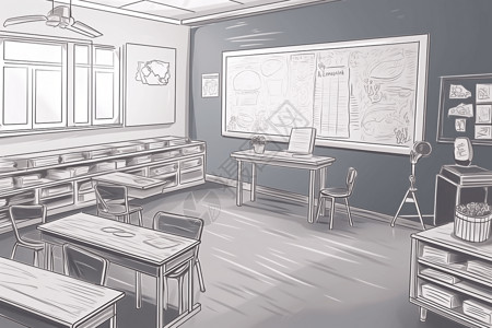 卡通学校教室背景图片