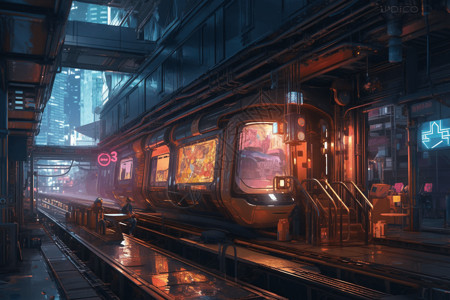未来都市中的车站背景图片