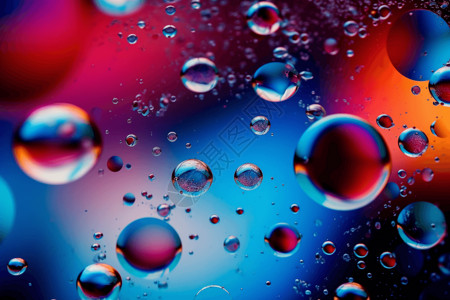 彩色水泡漂浮的水泡沫背景