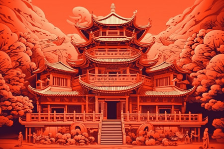 镇江金山寺雄伟的金山寺插画