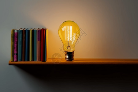 书架上的灯泡背景图片