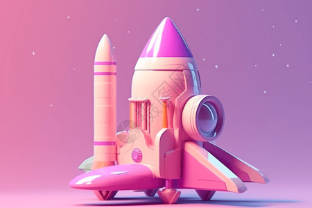 宇宙飞船卡通可爱的3D火箭设计图片