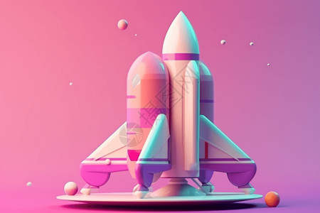 可爱的3D宇宙飞船背景图片