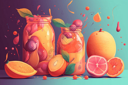 柠檬冰沙新鲜的果汁插画