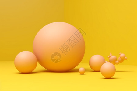 极简黄色球体背景图片