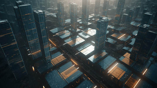 太阳能下的城市图片