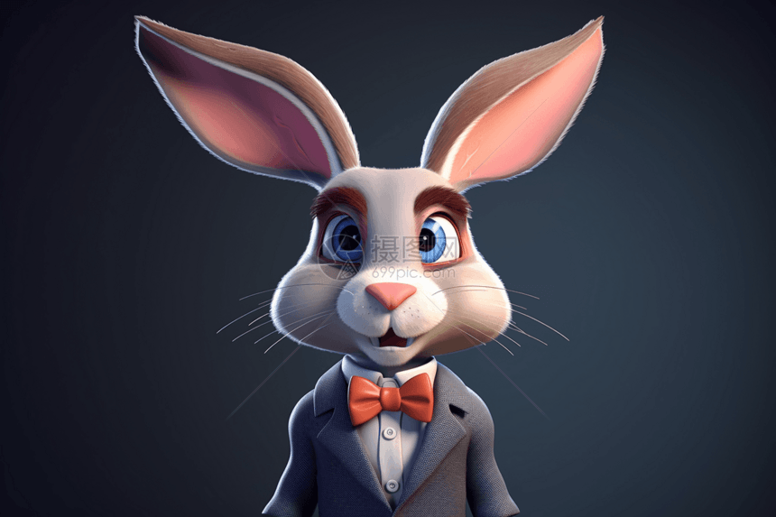 领结的兔子卡通人物图片