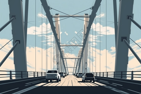 悬挂桥场景插图图片