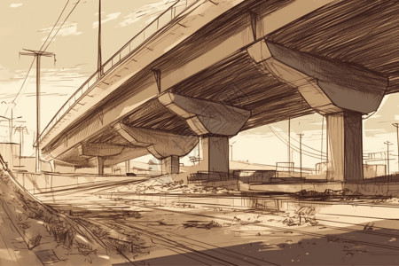 高速立交桥高速公路立交桥插图插画