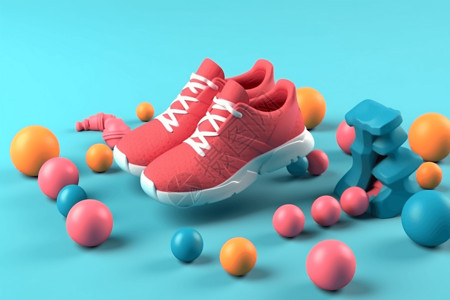 彩色洞洞鞋跑鞋的3d设计图片