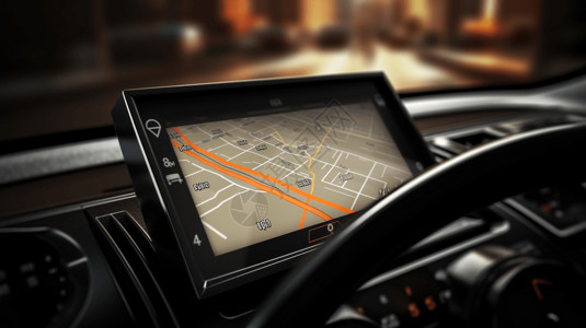 汽车仪表板上的GPS设备高清图片