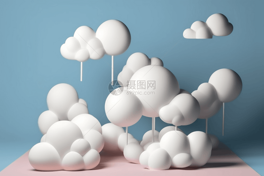 白云排列的3d模型图片