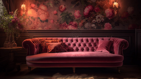 浪漫粉色的沙发图片