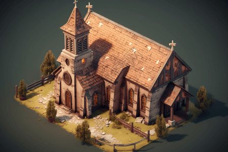 木制教堂插图背景图片