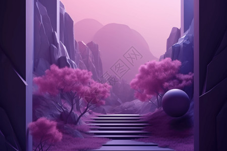 神秘风景壁纸紫色色调图片