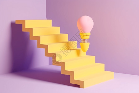3D楼梯成功概念3d渲染插图背景