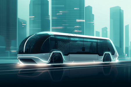 公共交通工具未来城市平面插图高清图片