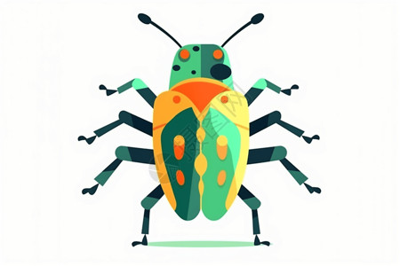 甲虫平面彩色图标背景图片