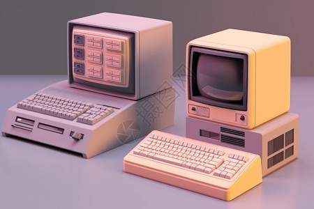 复古计算机3d模型图片