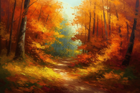 秋天的森林插图背景图片