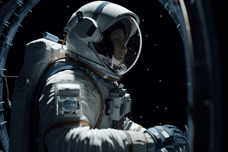 宇航员在太空舱渲染图背景图片
