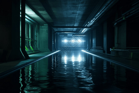 碧波荡漾的地下水库背景图片